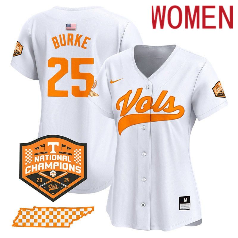 Women Tennessee Volunteers #25 Burke White 2024 Nike Champions Vapor Premier Limited NCAA Jersey->women nfl jersey->Women Jersey